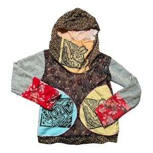 Vintage 90s Y2K Complices Chilean mixed print unique hoodie Size Medium